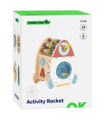 TOOKY TOY puidust kosmiline rakett-mänguasi — sorteerija ja labürint