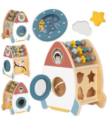 TOOKY TOY puidust kosmiline rakett-mänguasi — sorteerija ja labürint