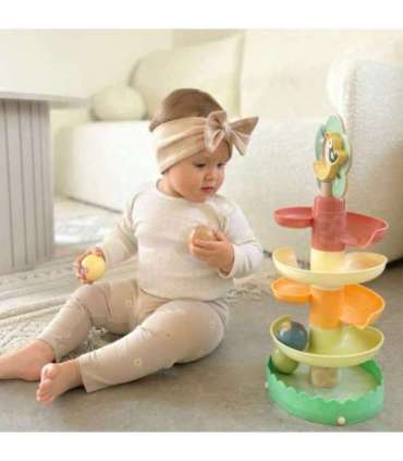 WOOPIE GREEN деревянный трек для шариков, сенсорный и образовательный, 6 деталей