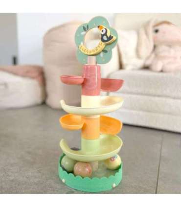 WOOPIE GREEN деревянный трек для шариков, сенсорный и образовательный, 6 деталей