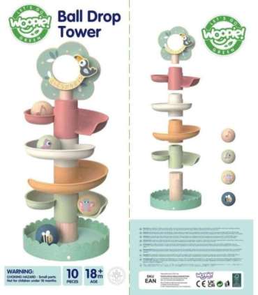 WOOPIE GREEN деревянный трек для шариков, сенсорный и образовательный, 6 деталей