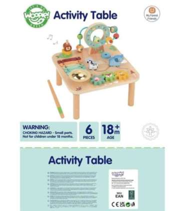 WOOPIE GREEN puidust hariv muusikaline sensoorne labürindilaud 5-ühes