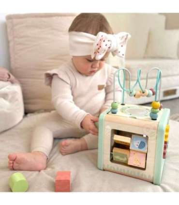 WOOPIE GREEN Деревянный развивающий кубик, многофункциональный образовательный сортировщик