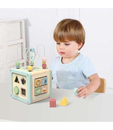 WOOPIE GREEN Деревянный развивающий кубик, многофункциональный образовательный сортировщик