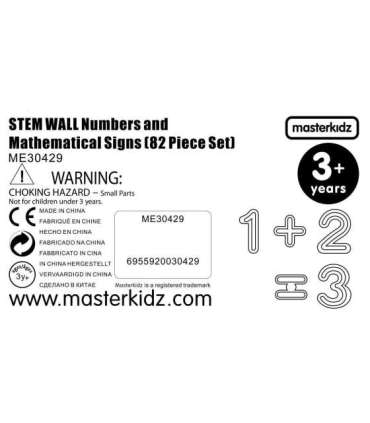 MASTERKIDZ Zestaw Cyferek i Znaków do Nauki Liczenia i Matematyki do Paneli Ściennych STEM 82 el.
