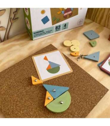 WOOPIE GREEN деревянная игрушка-забивалка с молотком, пазл — 20 узоров, 82 шт.