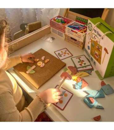 WOOPIE GREEN деревянная игрушка-забивалка с молотком, пазл — 20 узоров, 82 шт.