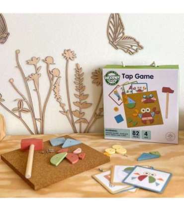 WOOPIE GREEN деревянная игрушка-забивалка с молотком, пазл — 20 узоров, 82 шт.