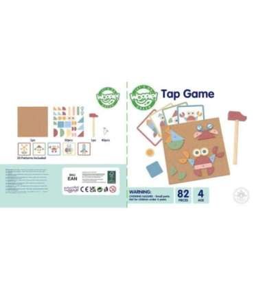 WOOPIE GREEN деревянная игрушка-забивалка с молотком, пазл — 20 узоров, 82 шт.