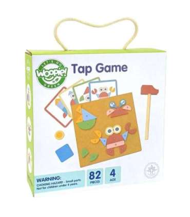 WOOPIE GREEN деревянная игрушка-забивалка с молотком, пазл — 20 узоров, 82 шт.