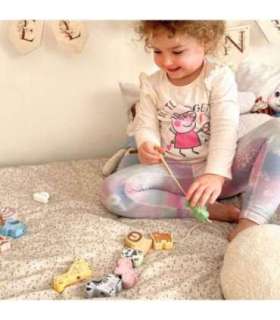 WOOPIE GREEN Деревянная шнуровка/плетилка ZOO Montessori, 13 шт.