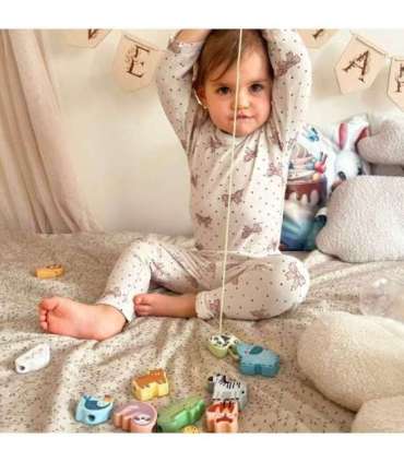 WOOPIE GREEN puidust nöörimis-/põimitav mänguasi – ZOO Montessori klotsid, 13 tk.