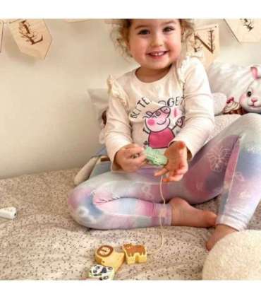 WOOPIE GREEN puidust nöörimis-/põimitav mänguasi – ZOO Montessori klotsid, 13 tk.