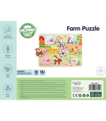 WOOPIE GREEN деревянный Монтессори-пазл «Ферма» с штырьками для сопоставления