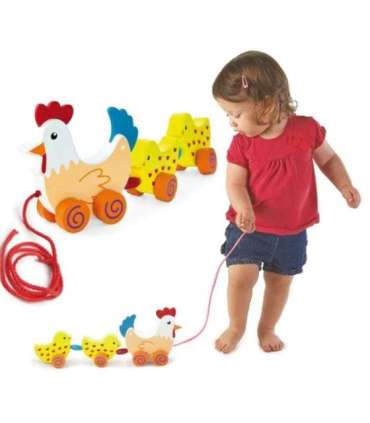 VIGA tõmmatav komplekt: kana koos tibudega, 36 cm