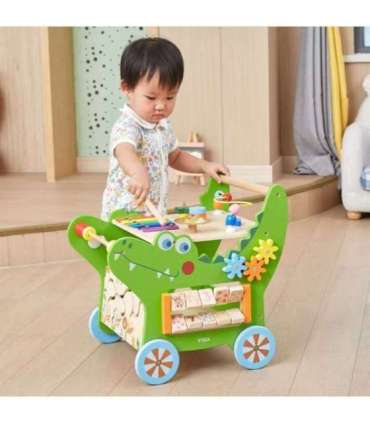 VIGA puidust hariv tõukemänguasi väike krokodill 12-ühes