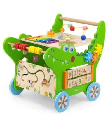 VIGA puidust hariv tõukemänguasi väike krokodill 12-ühes