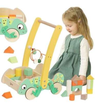 CLASSIC WORLD puidust kameeleoni-tõukemänguasi plokkidega