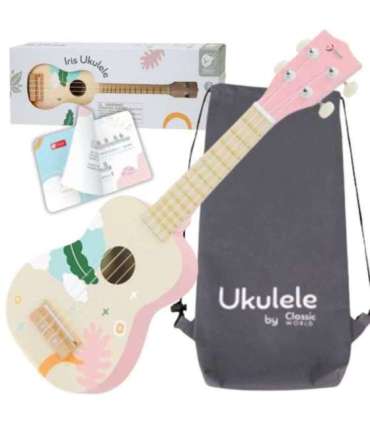 CLASSIC WORLD puidust ukulele-kitarr lastele, roosa