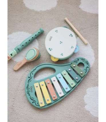 CLASSIC WORLD puidust muusikariistade komplekt: flööt, tamburiin, kastanjetid, ksülofon