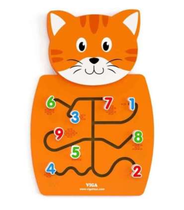 VIGA puidust manipuleerimisplaat numbritega, kassipoeg, FSC-sertifikaat, Montessori