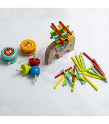 TOOKY TOY osavusmängude komplekt — kepikesed, vurr, jo-jo, elevant, 46 osa