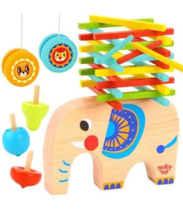 TOOKY TOY osavusmängude komplekt — kepikesed, vurr, jo-jo, elevant, 46 osa