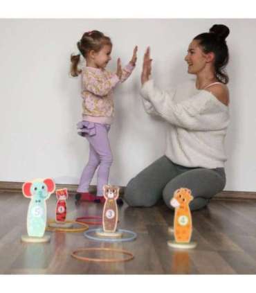 TOOKY TOY puidust osavusmäng — loomadega sihtmärgi viskekomplekt, 15 osa