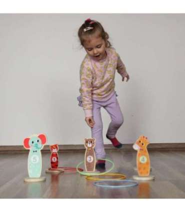 TOOKY TOY puidust osavusmäng — loomadega sihtmärgi viskekomplekt, 15 osa