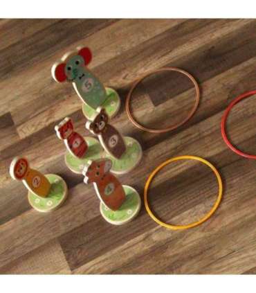 TOOKY TOY puidust osavusmäng — loomadega sihtmärgi viskekomplekt, 15 osa