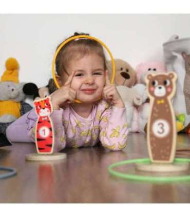 TOOKY TOY puidust osavusmäng — loomadega sihtmärgi viskekomplekt, 15 osa