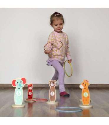 TOOKY TOY puidust osavusmäng — loomadega sihtmärgi viskekomplekt, 15 osa