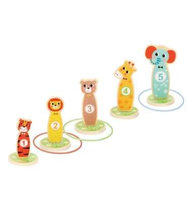 TOOKY TOY puidust osavusmäng — loomadega sihtmärgi viskekomplekt, 15 osa