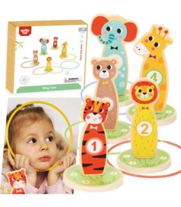 TOOKY TOY puidust osavusmäng — loomadega sihtmärgi viskekomplekt, 15 osa