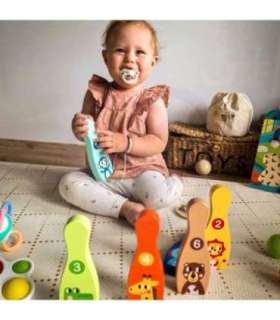 TOOKY TOY puidust keeglid lastele — 6 tk + pall