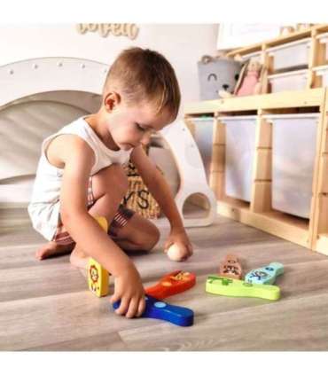 TOOKY TOY puidust keeglid lastele — 6 tk + pall