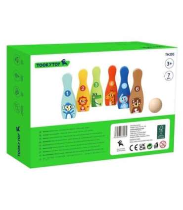TOOKY TOY puidust keeglid lastele — 6 tk + pall
