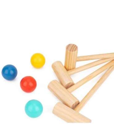 Tooky Toy puidust kriketimäng aeda — spordimäng neljale