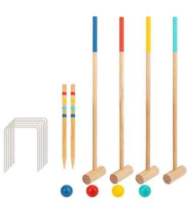 Tooky Toy puidust kriketimäng aeda — spordimäng neljale