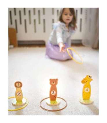 TOOKY TOY rõngaste viskamine, puidust osavusmäng, 15 tükki