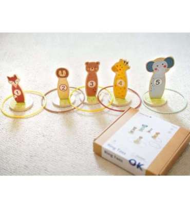 TOOKY TOY rõngaste viskamine, puidust osavusmäng, 15 tükki