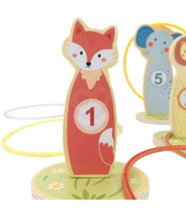 TOOKY TOY rõngaste viskamine, puidust osavusmäng, 15 tükki
