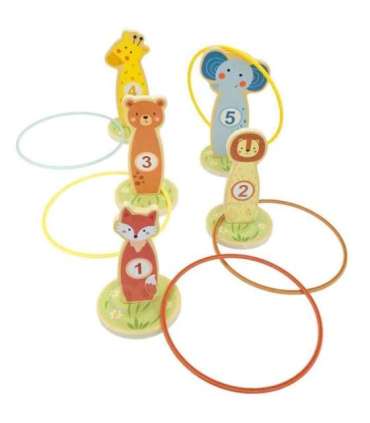 TOOKY TOY rõngaste viskamine, puidust osavusmäng, 15 tükki