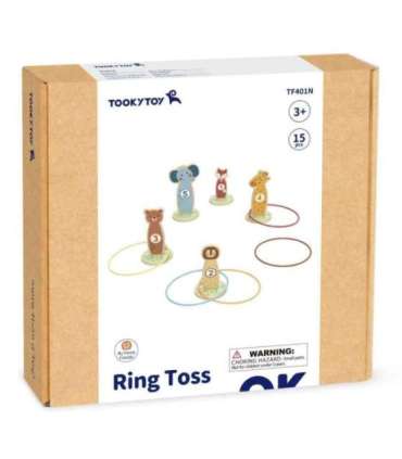 TOOKY TOY rõngaste viskamine, puidust osavusmäng, 15 tükki