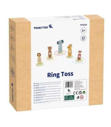 TOOKY TOY rõngaste viskamine, puidust osavusmäng, 15 tükki