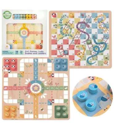 WOOPIE GREEN loogilised lauamängud 2-ühes: Ludo (Chińczyk) + Madu ja redelid