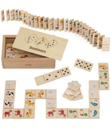 VIGA puidust domino 2-ühes: loomad ja numbrid