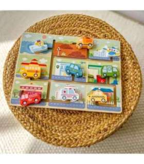TOOKY TOY Puidust sõidukite labürint-pusle
