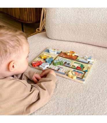 TOOKY TOY Puidust sõidukite labürint-pusle
