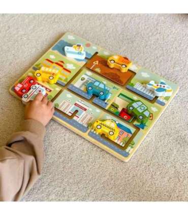 TOOKY TOY Puidust sõidukite labürint-pusle